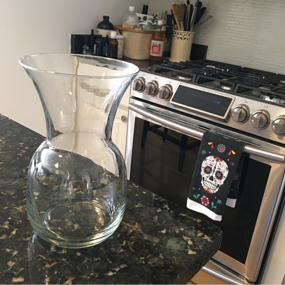 Glass, Hourglass Shaped Flower Vase, Clear, 11 x 5 inches